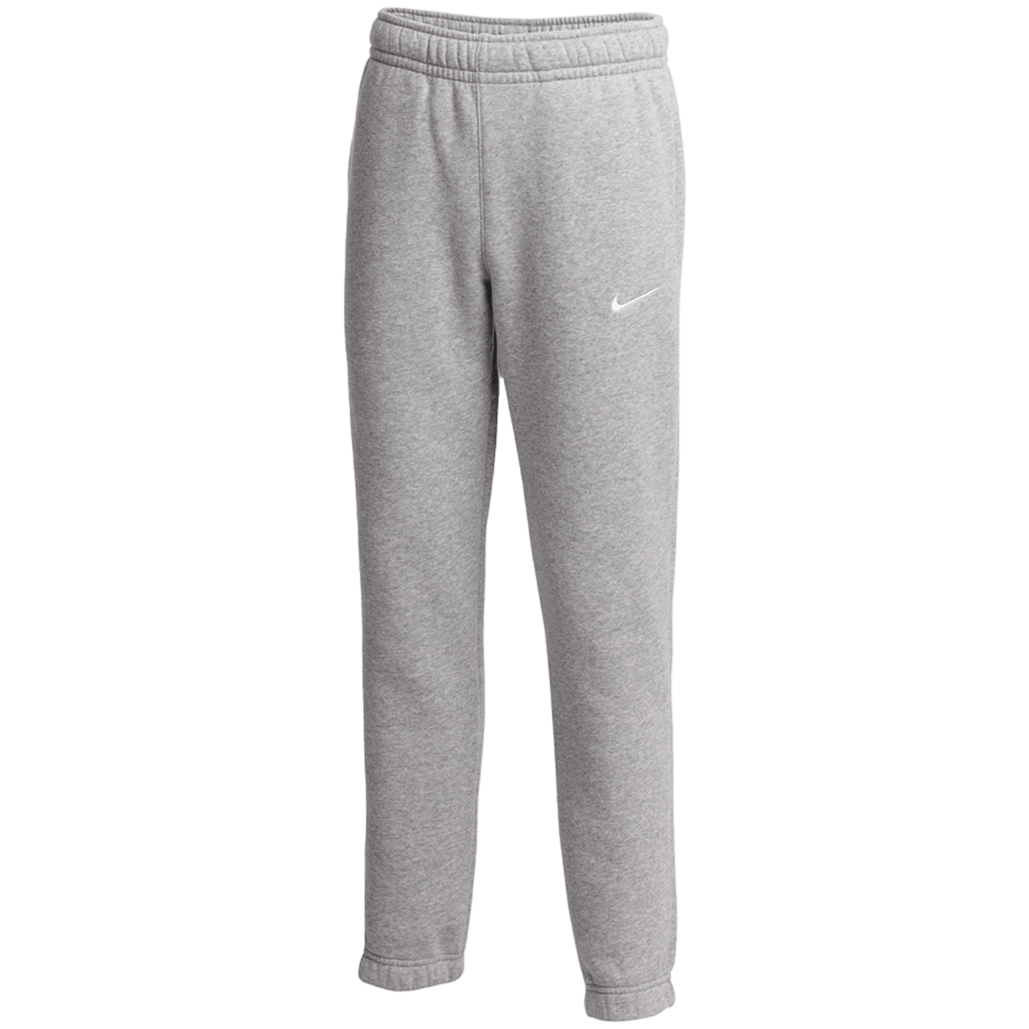 The Nike CJ1813 sweatpants feature a comfortable elastic waistband and cuffs with a small white swoosh logo on the left thigh. They come in gray and the fabric is soft, making them ideal for both casual and athletic wear.