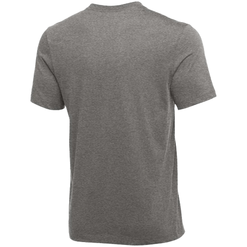 Back view of a Nike Youth SS Cotton Crew shirt on a white background. The shirt is from the brand Nike and features short sleeves with a simple, plain gray design, free of any visible logos or patterns.