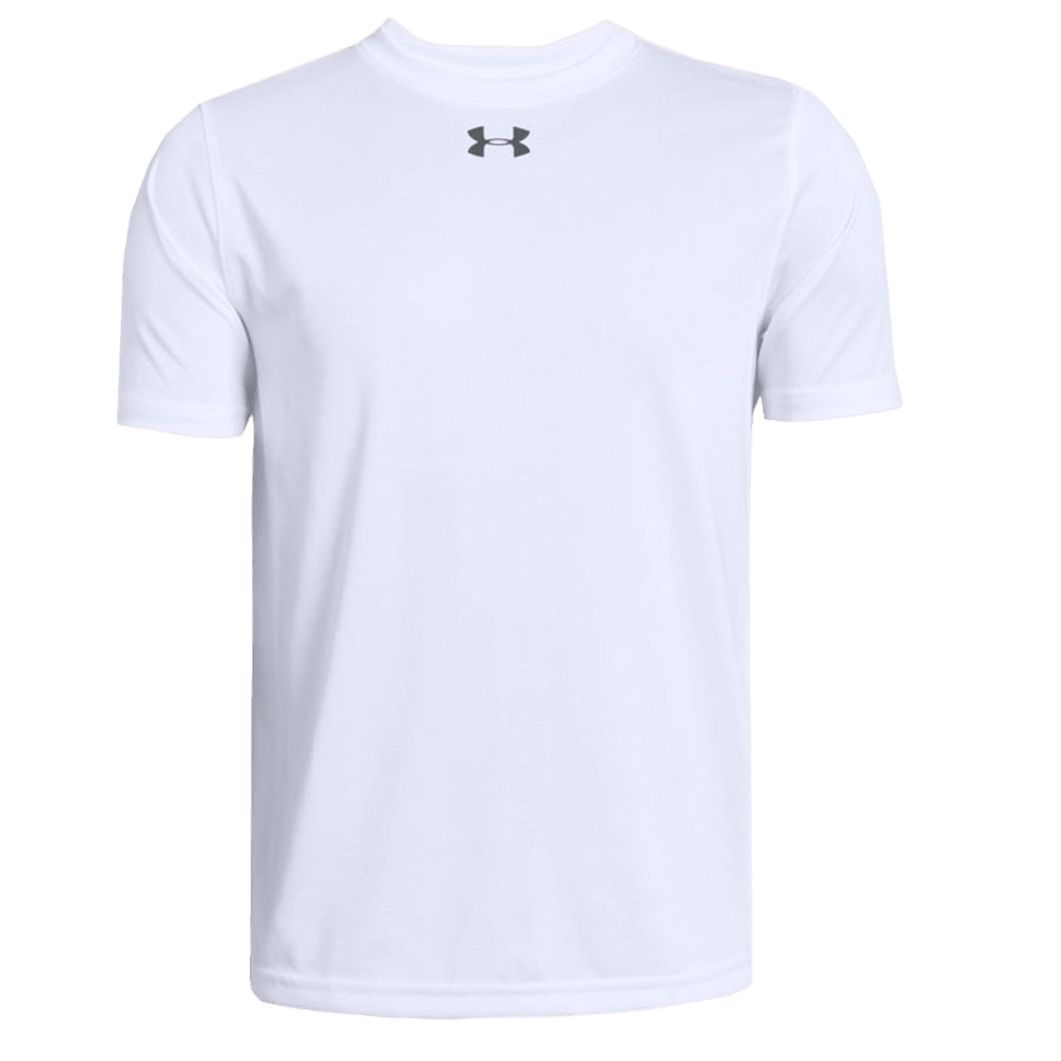 The UA Youth Locker SS T-Shirt by Under Armour seamlessly combines style and performance. Adorned with a subtle gray logo on the chest, this classic white short-sleeve shirt is made from quick-drying fabric to ensure all-day comfort.