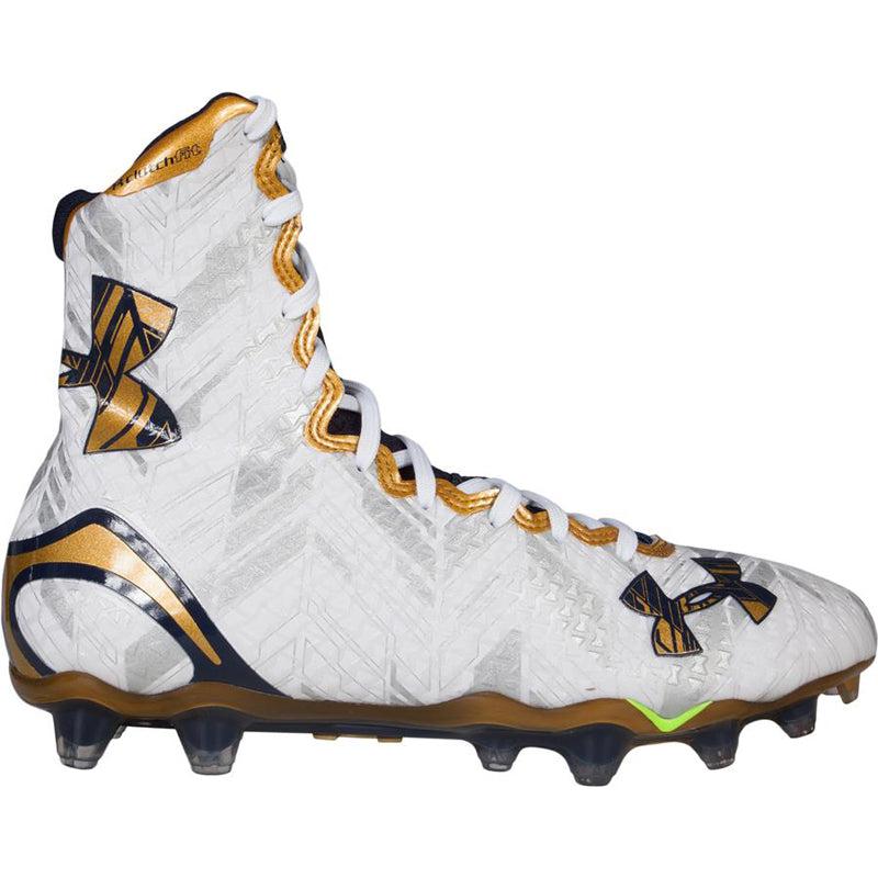 white and gold lacrosse cleats